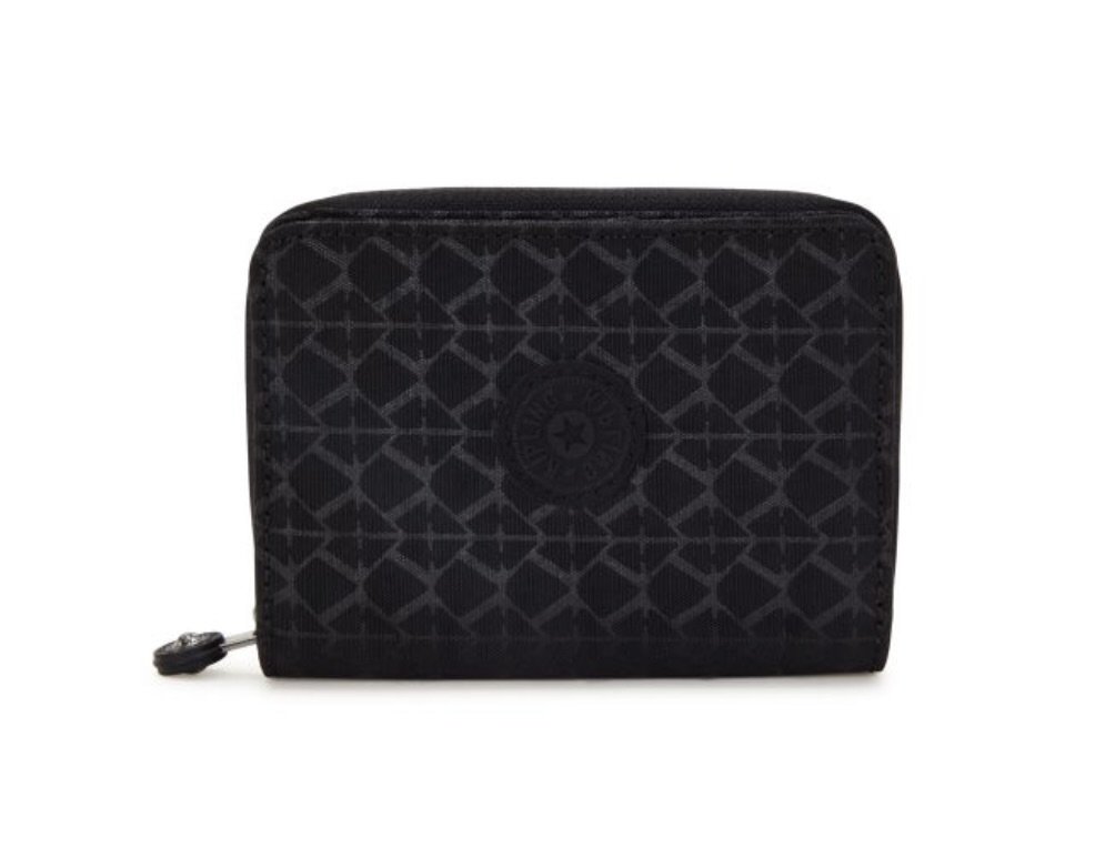 Compact black patterned wallet